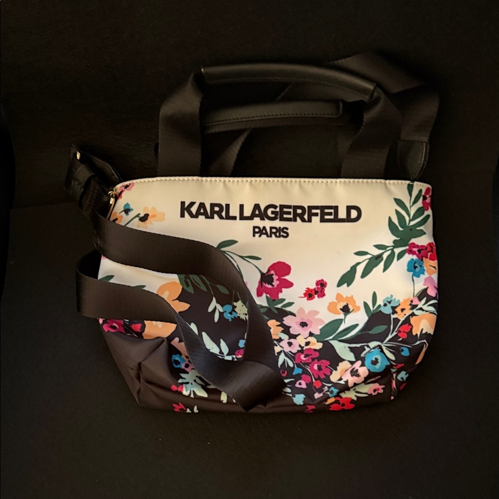 Karl Lagerfeld Women's Tote - Black with Multicolor Floral